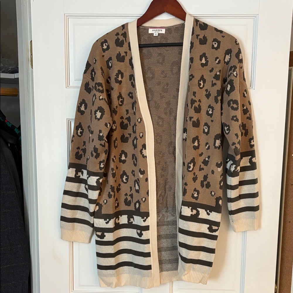 Andree Brown and Cream Leopard Cardigan
